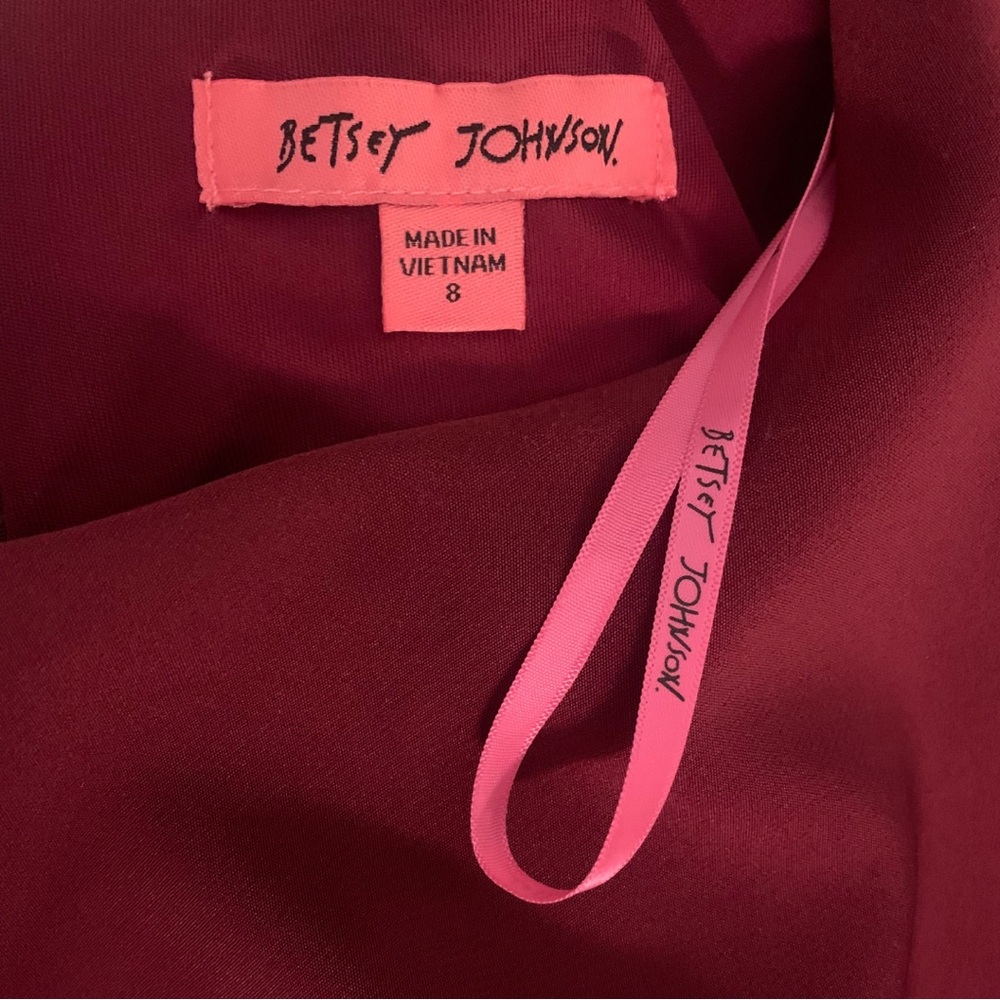Betsey Johnson Scallop Shift Dress Sleeveless Pink Burgundy Short Feminine Work - Picture 4 of 11